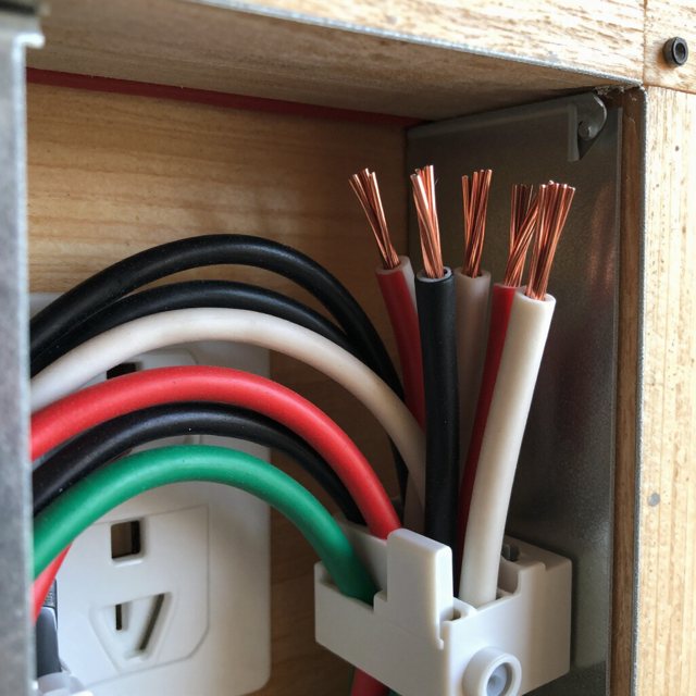 Copper conductors landed in a box during rough-in